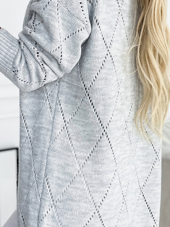 numoco Svetlošedý dámsky dlhý kardigán Numoco