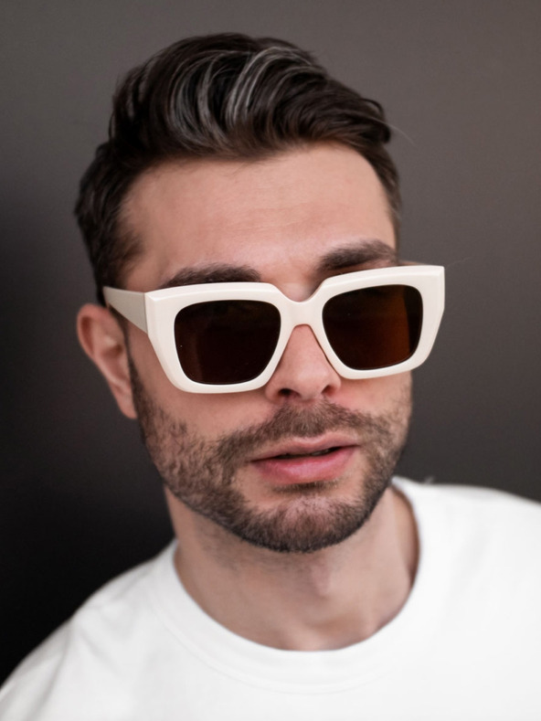 VEYREY VeyRey štvorcové slnečné okuliare Solbrit hnedé