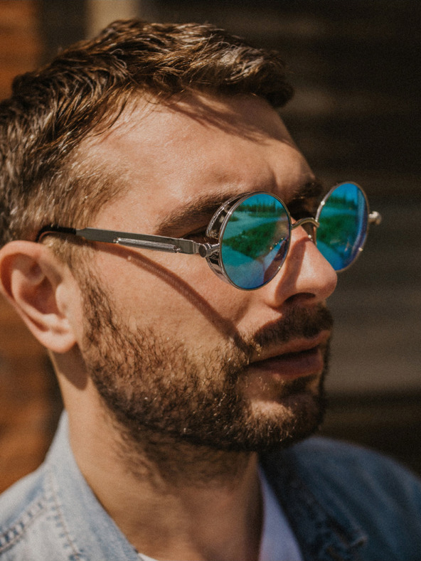 VEYREY Strieborné unisex slnečné okuliare VeyRey Emphunnyial