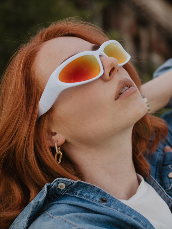 VEYREY Biele unisex športové slnečné okuliare VeyRey Steampunk Gezrel