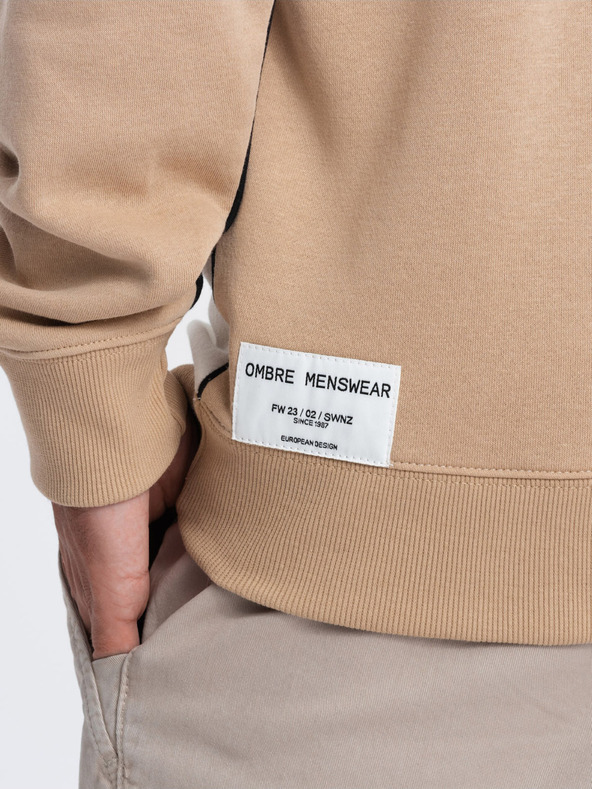 Ombre Clothing Bielo-béžová pánska mikina Ombre Clothing