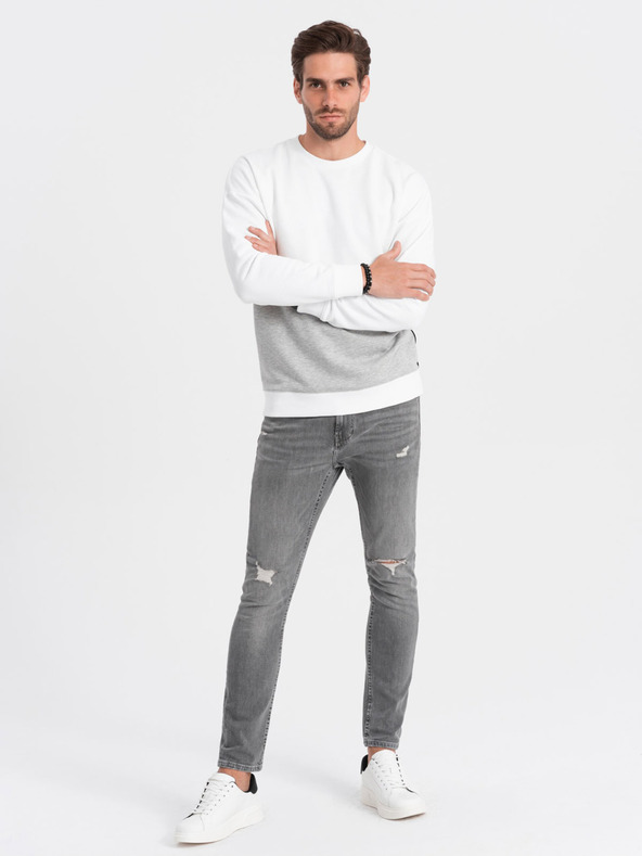 Ombre Clothing Sivá a biela pánska mikina Ombre Clothing