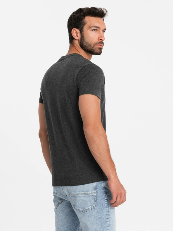 Ombre Clothing Čierne pánske henley tričko Ombre Clothing