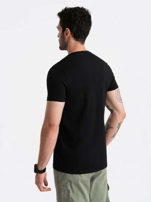 Ombre Clothing Čierne pánske tričko s potlačou Ombre Clothing
