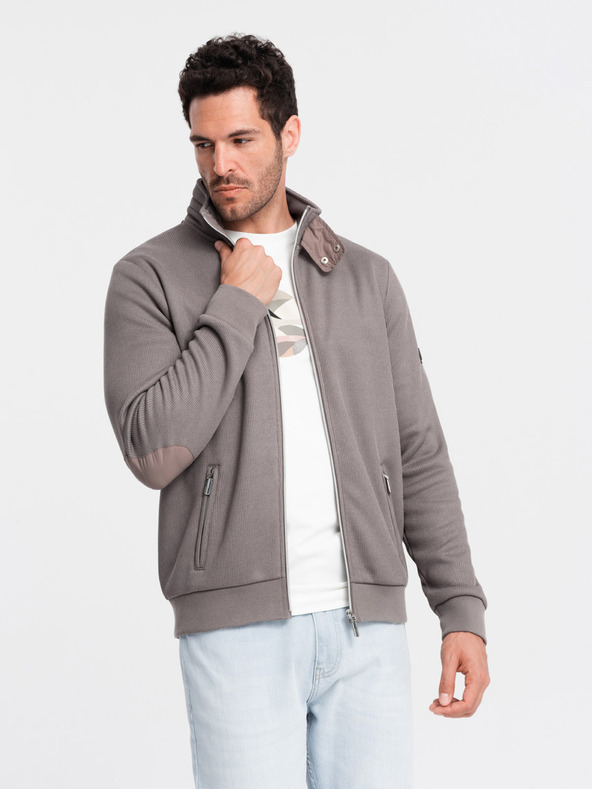 Ombre Clothing Šedá pánska bunda s vysokým golierom a flísovým vnútrom Ombre Clothing