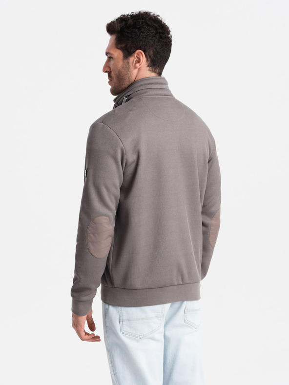 Ombre Clothing Šedá pánska bunda s vysokým golierom a flísovým vnútrom Ombre Clothing
