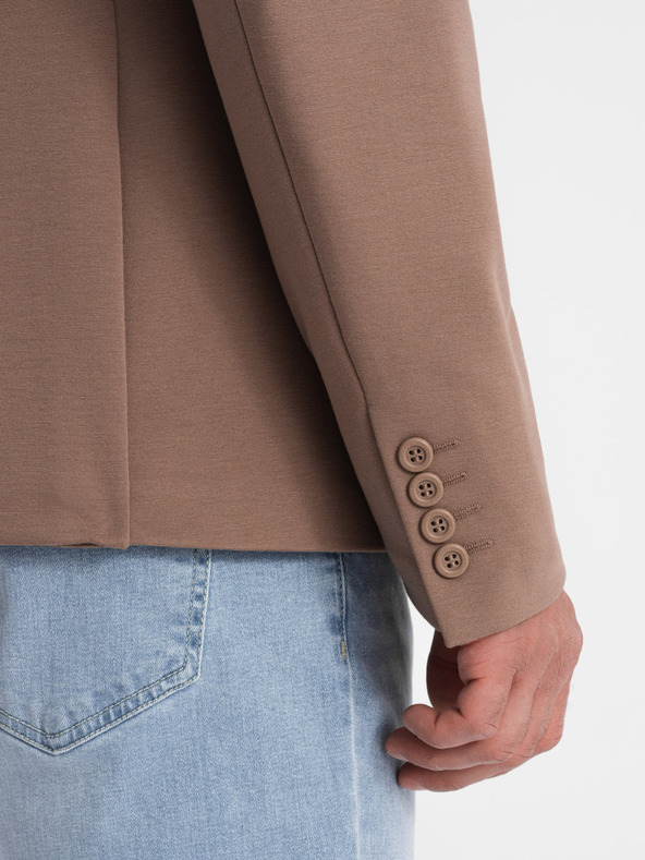 Ombre Clothing Béžové pánske sako s vreckami Ombre Clothing