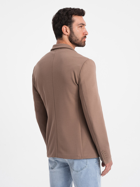 Ombre Clothing Béžové pánske sako s vreckami Ombre Clothing