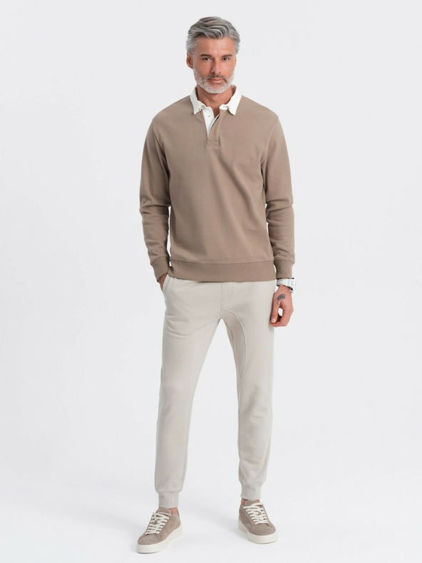 Ombre Clothing Béžové pánske tepláky Ombre Clothing