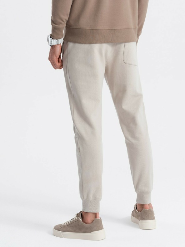 Ombre Clothing Béžové pánske tepláky Ombre Clothing