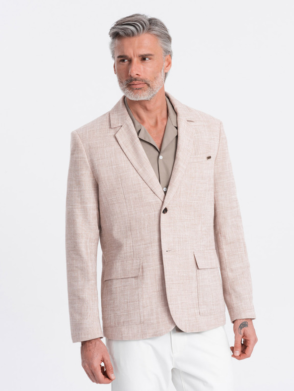 Ombre Clothing Béžové pánske sako Ombre Clothing