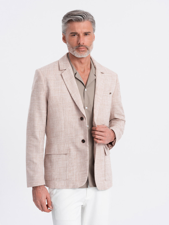 Ombre Clothing Béžové pánske sako Ombre Clothing