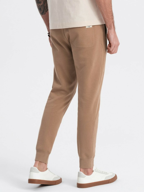 Ombre Clothing Hnedé pánske jogger nohavice Ombre Oblečenie