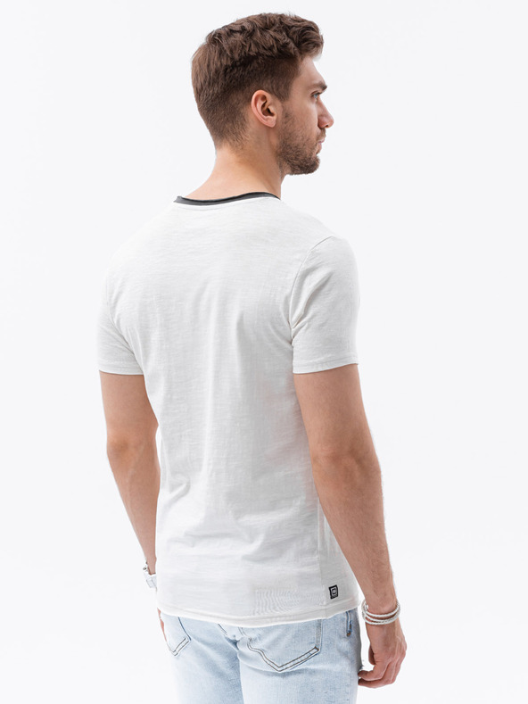 Ombre Clothing Krémové pánske tričko Ombre Clothing