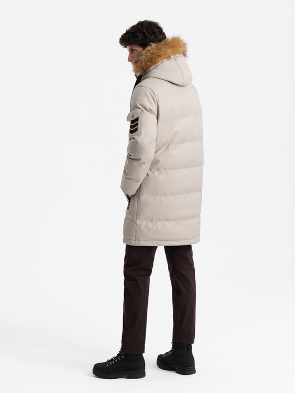 Ombre Clothing Pánska dlhá bunda parka s kapucňou Ombre Clothing