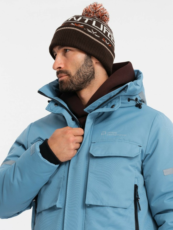 Ombre Clothing Pánska zateplená dlhá bunda Ombre Oblečenie