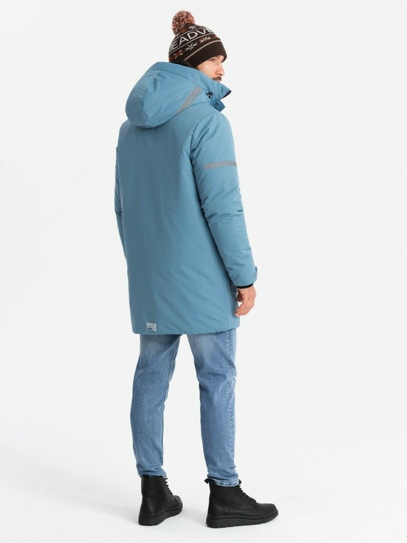 Ombre Clothing Pánska zateplená dlhá bunda Ombre Oblečenie