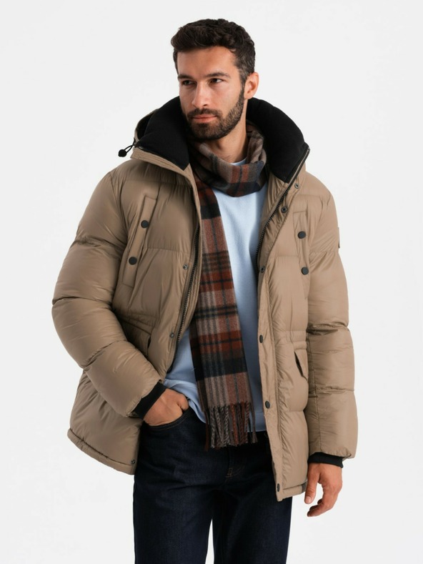 Ombre Clothing Pánska dlhá bunda s vreckami Ombre Clothing