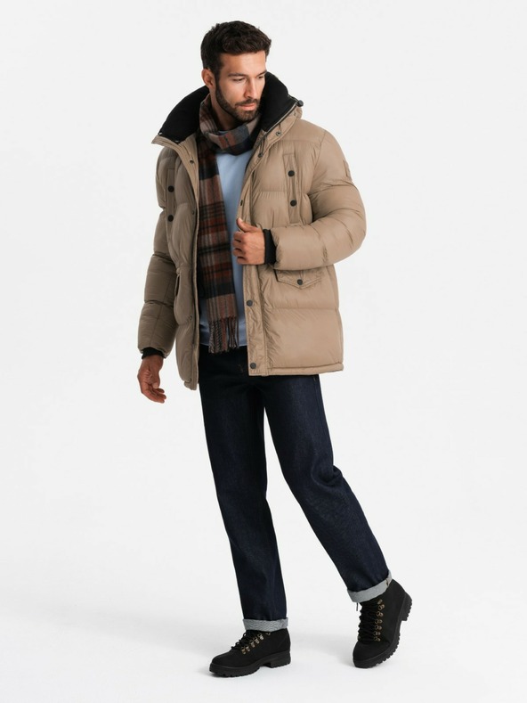 Ombre Clothing Pánska dlhá bunda s vreckami Ombre Clothing