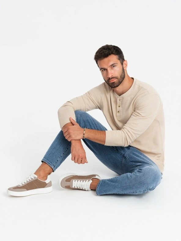 Ombre Clothing Oldschoolové pánske tenisky s hrubou podrážkou svetlohnedé Ombre Oblečenie