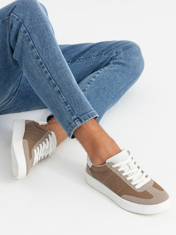 Ombre Clothing Oldschoolové pánske tenisky s hrubou podrážkou svetlohnedé Ombre Oblečenie