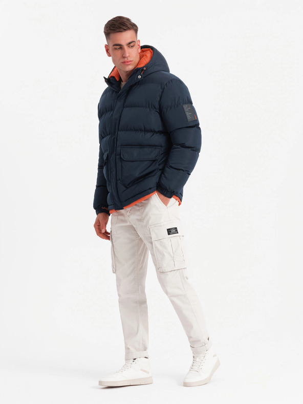 Ombre Clothing Ombre Clothing pánska športová teplá bunda s dvojitou kapucňou