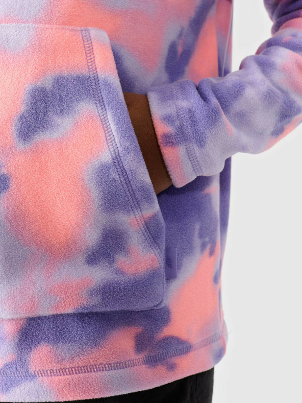 4F Dievčenská fleecová mikina s kapucňou 4F