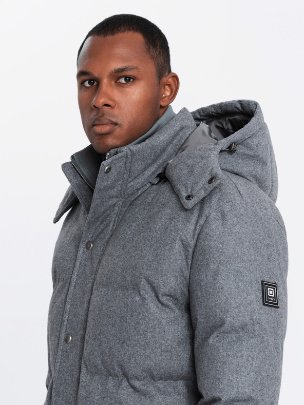 Ombre Clothing Pánska dlhá teplá bunda parka s vlnou Ombre Oblečenie