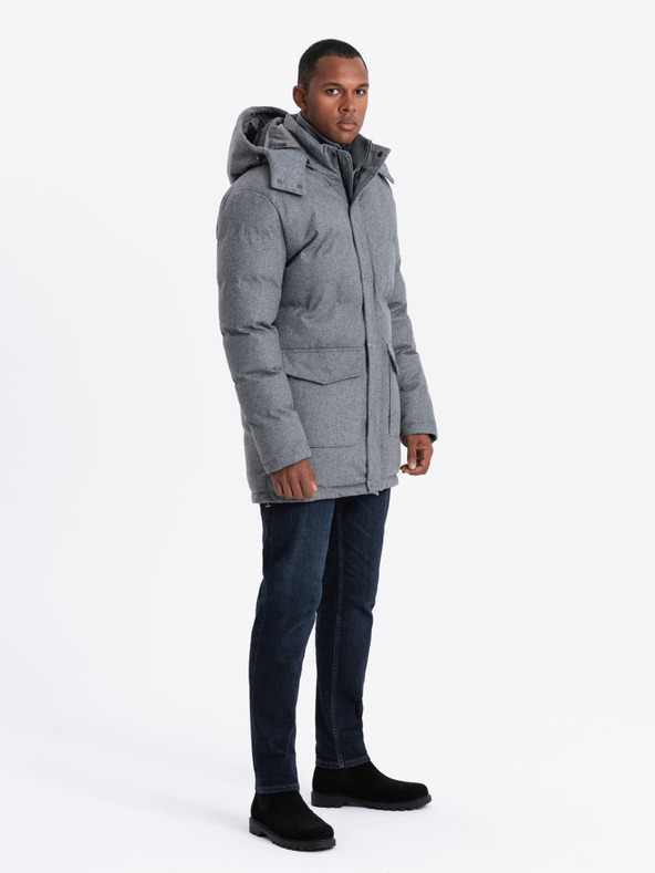 Ombre Clothing Pánska dlhá teplá bunda parka s vlnou Ombre Oblečenie