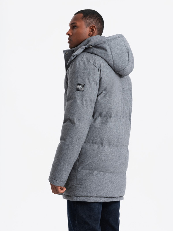 Ombre Clothing Pánska dlhá teplá bunda parka s vlnou Ombre Oblečenie