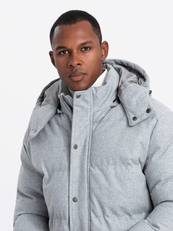 Ombre Clothing Pánska dlhá teplá bunda parka s vlnou Ombre Oblečenie