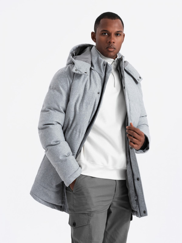 Ombre Clothing Pánska dlhá teplá bunda parka s vlnou Ombre Oblečenie