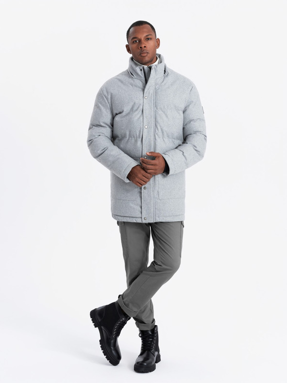 Ombre Clothing Pánska dlhá teplá bunda parka s vlnou Ombre Oblečenie