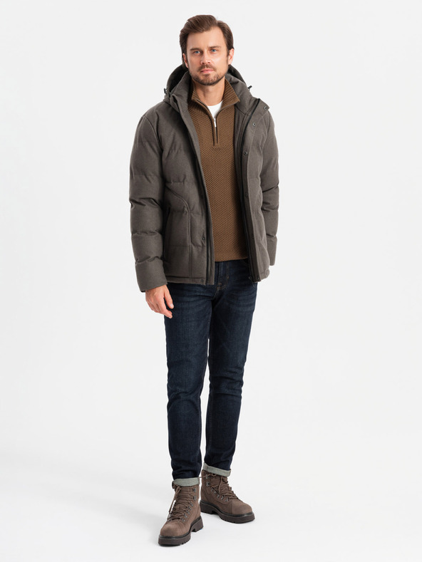 Ombre Clothing Pánska bunda s kapucňou Ombre Oblečenie