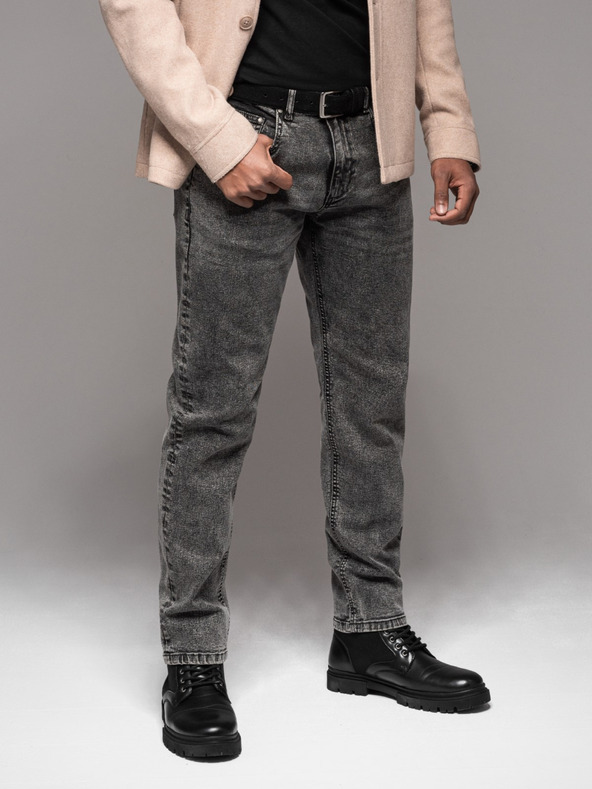 Ombre Clothing Pánske džínsové nohavice STRAIGHT LEG - čierne V1 OM-PADP-0133 Ombre Clothing