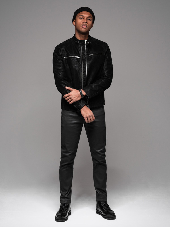 Ombre Clothing Pánske džínsové nohavice STRAIGHT LEG - čierne V1 OM-PADP-0133 Ombre Clothing