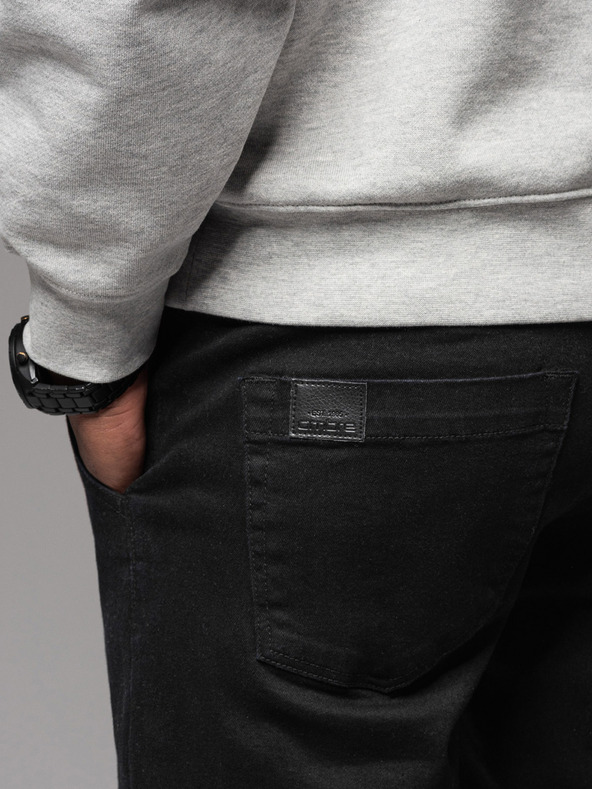 Ombre Clothing Pánske džínsové tepláky s lemovaním - čierne V2 OM-PADJ-0156 Ombre Clothing