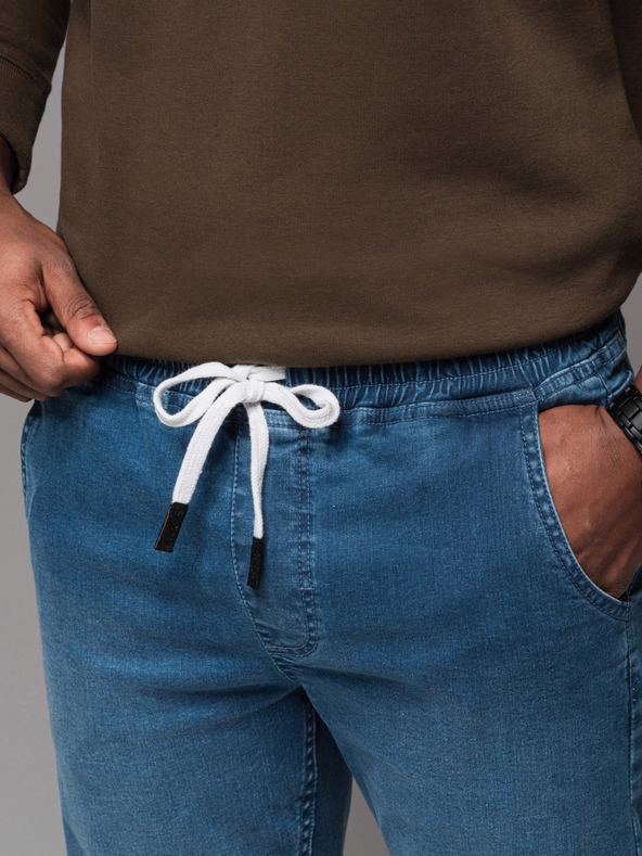 Ombre Clothing Pánske džínsové tepláky s lemovaním - modré V3 OM-PADJ-0156 Ombre Clothing