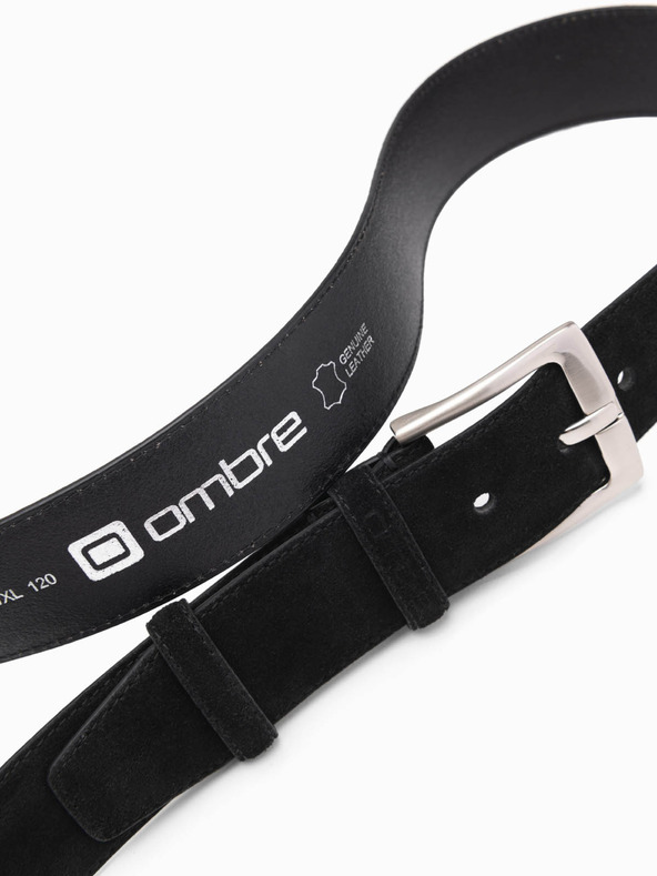 Ombre Clothing Pánsky jednofarebný opasok z prírodného semišu čierny Ombre Oblečenie