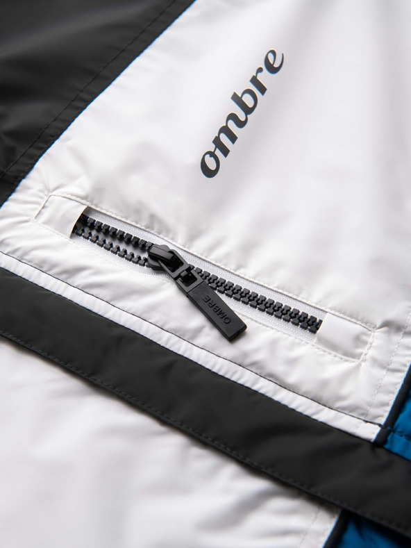 Ombre Clothing Pánska ľahká farebná športová bunda s fleecom modrá Ombre Oblečenie