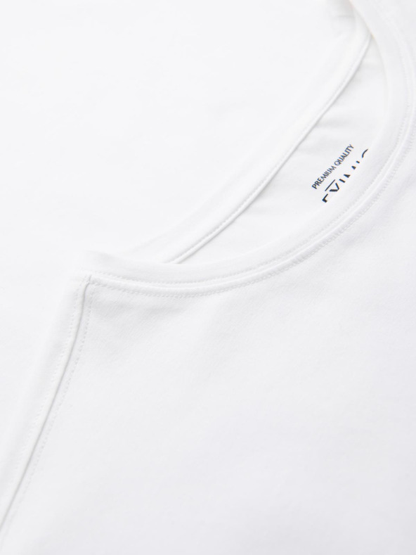 Ombre Clothing Pánske tričko SLIM FIT s dlhým rukávom, elastanom a potlačou biele Ombre Oblečenie