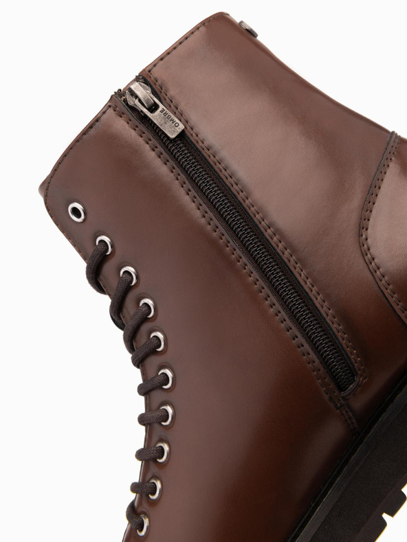 Ombre Clothing Pánske topánky na vysokom opätku z lesklej ekokože hnedej farby Ombre Clothing