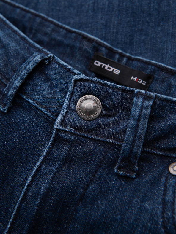 Ombre Clothing Pánske klasické sprané džínsy REGULAR FIT modré ombré Oblečenie