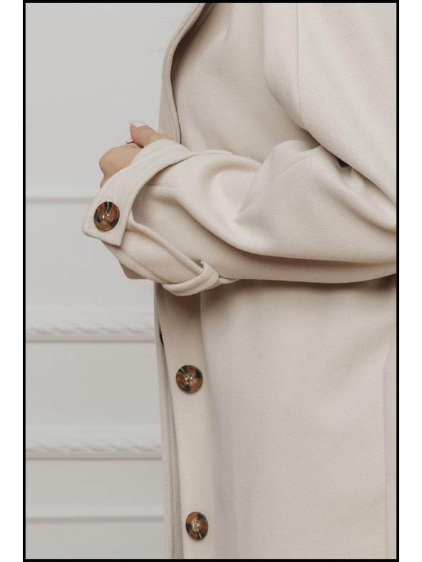 Edoti Béžový dámsky kabát s opaskom Edoti