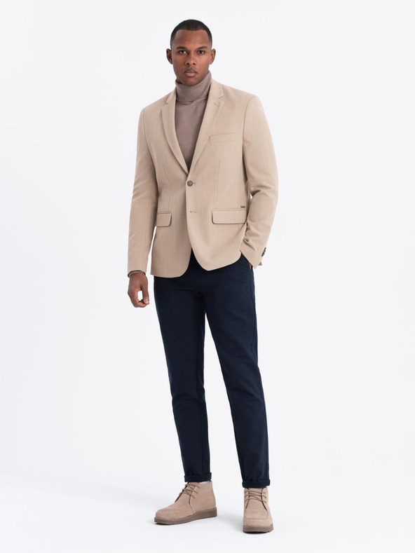 Ombre Clothing Elegantné pánske béžové sako zo zmesi vlny od Ombre Clothing