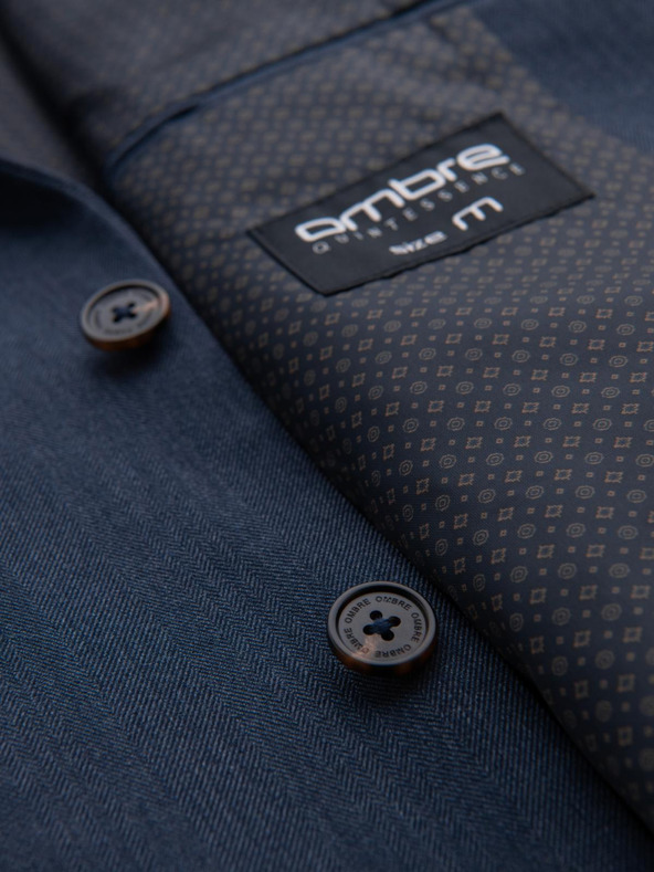 Ombre Clothing Elegantné pánske sako z vlnenej zmesi námornícka modrá Ombre Clothing