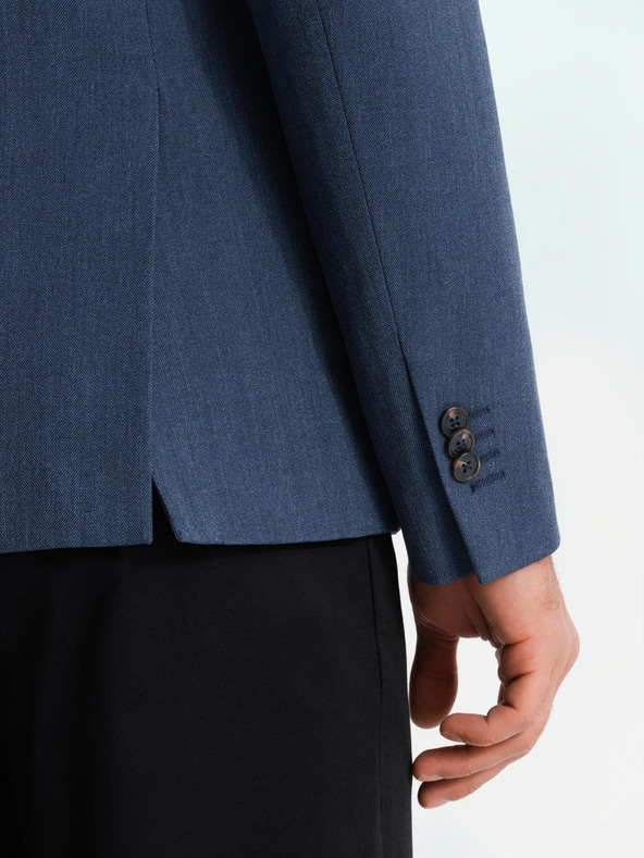 Ombre Clothing Elegantné pánske sako z vlnenej zmesi námornícka modrá Ombre Clothing