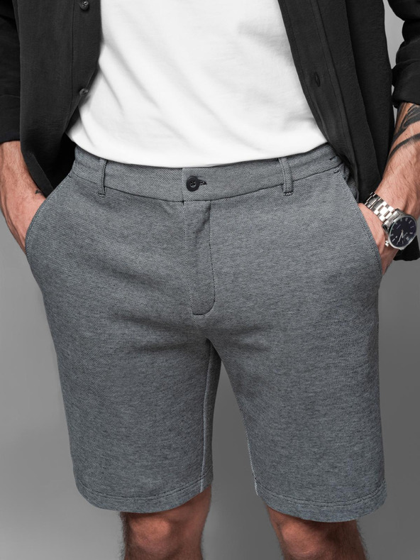 Ombre Clothing Pánske bavlnené teplákové šortky BASIC šedé Oblečenie Ombre