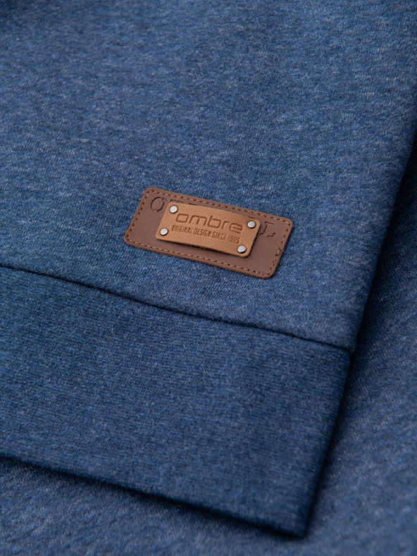 Ombre Clothing Pánska mikina s kapucňou na gombíky modrá Ombre Clothing