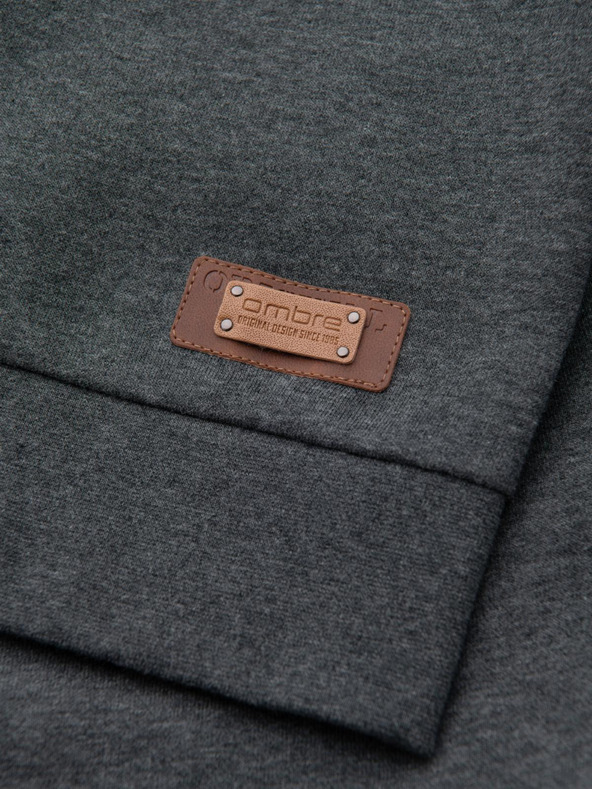 Ombre Clothing Pánska mikina s kapucňou na gombíky - grafitový melír V4 OM-SSZP-0186 Ombre Clothing